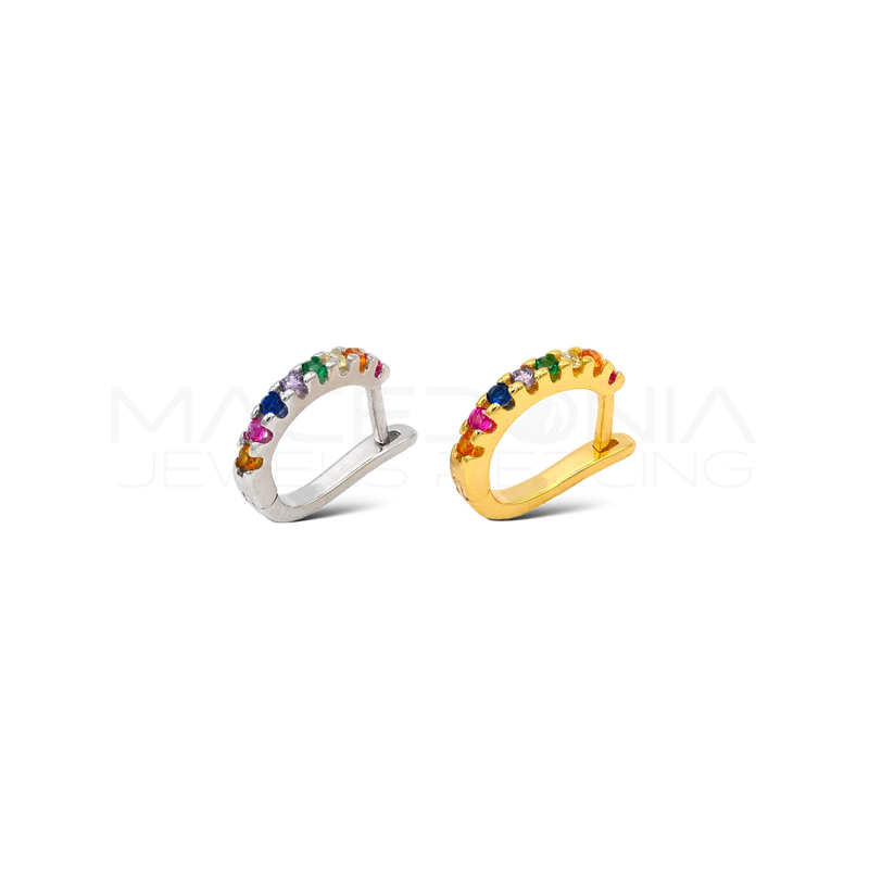 Orecchino Clicker in Argento 925 con Zirconi Colorati