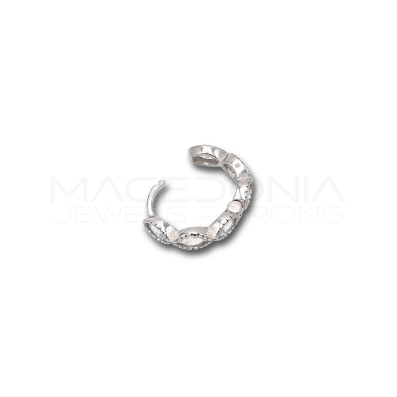 Orecchino Clicker in Argento 925 a Catena con Zirconi