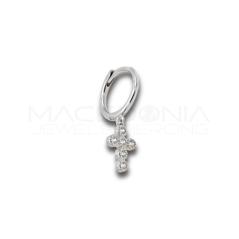 Orecchino Croce in Argento 925 con Zirconi
