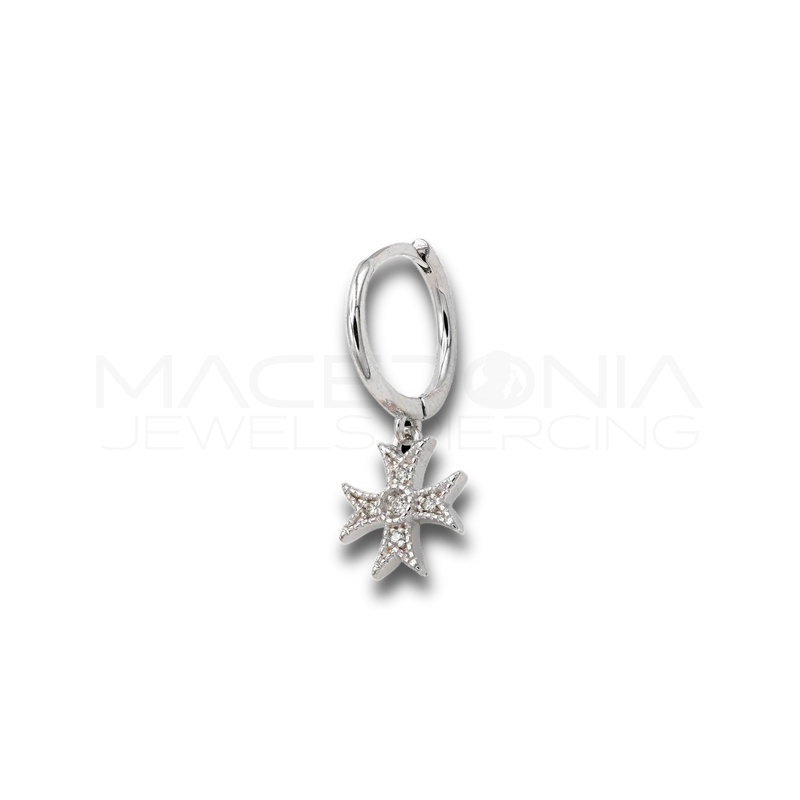 Orecchino Croce Celtica in Argento 925 con Zirconi