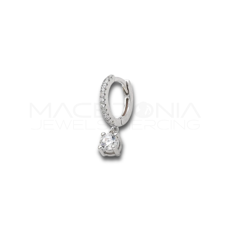 Orecchino in argento con ciondolo e zircone