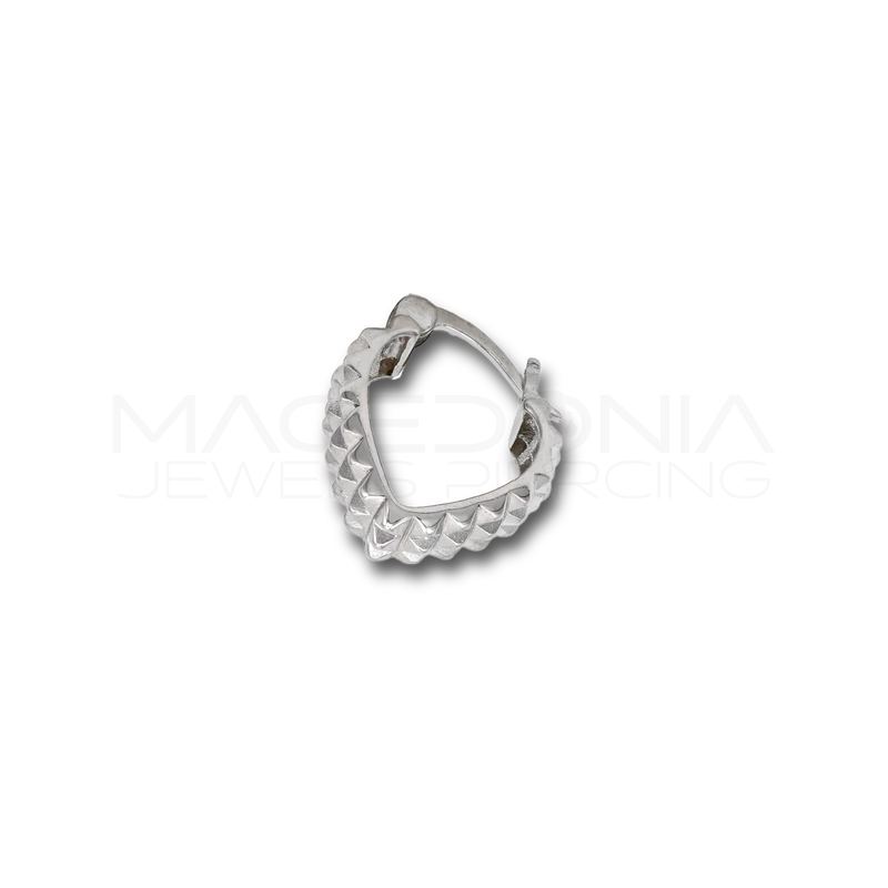 Orecchino Clicker in Argento 925 a Triangolo con Borchie