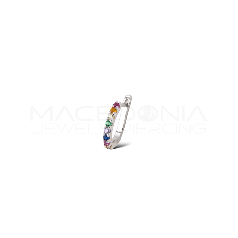 Orecchino Clicker in Argento 925 con Zirconi Colorati