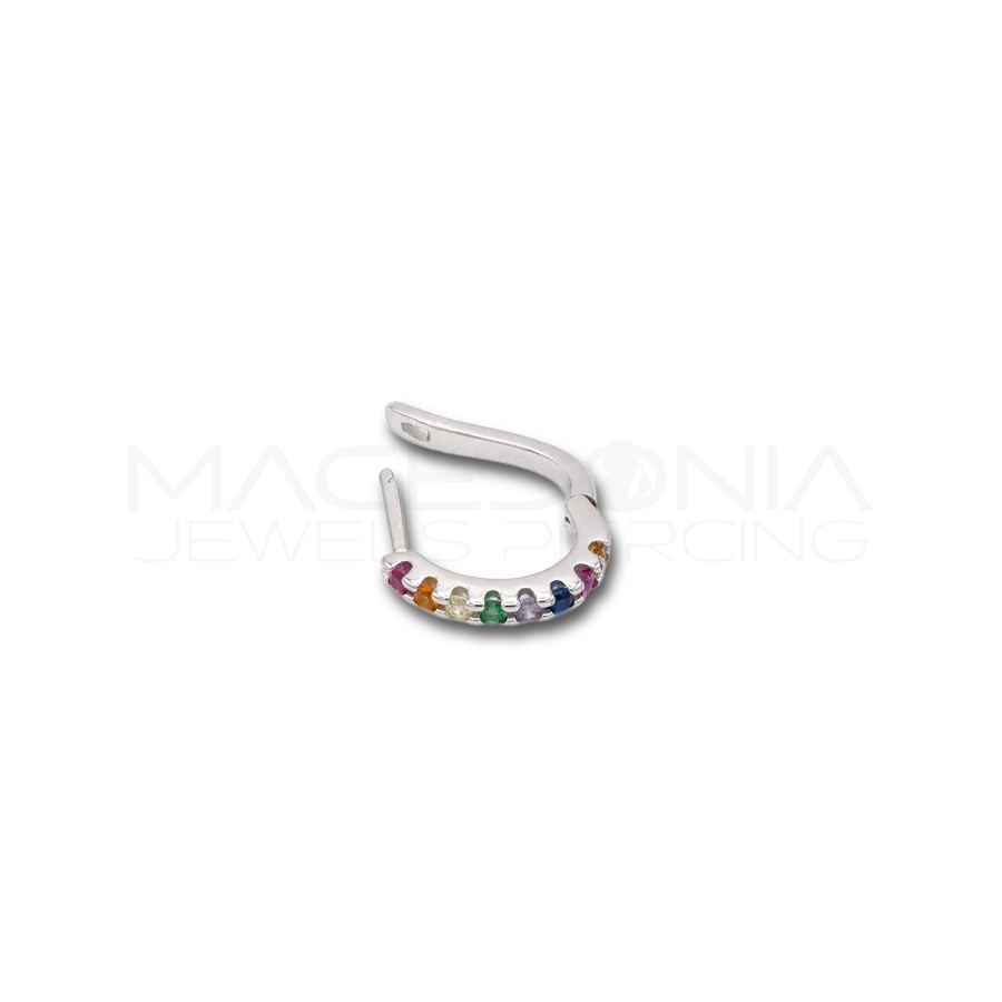 Orecchino Clicker in Argento 925 con Zirconi Colorati
