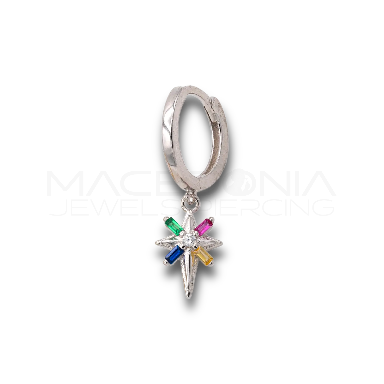 Orecchino Stella Cometa in Argento 925 con Zirconi Colorati