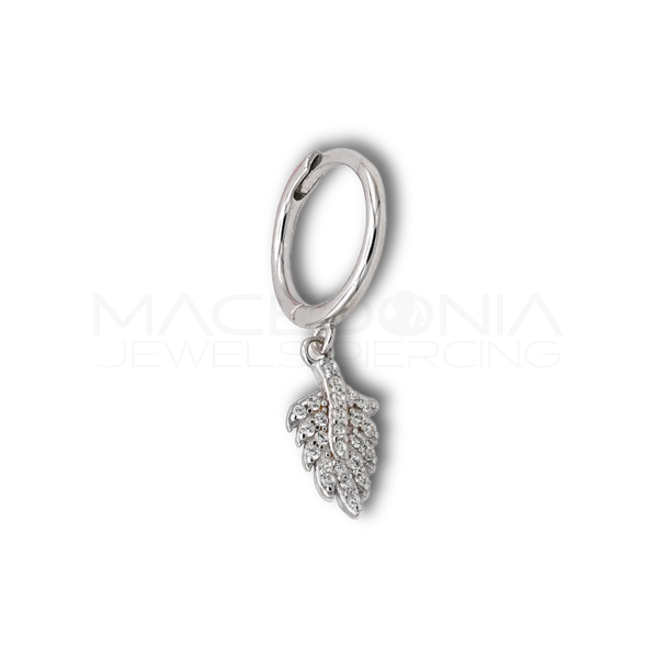 Orecchino Foglia in Argento 925 con Zirconi
