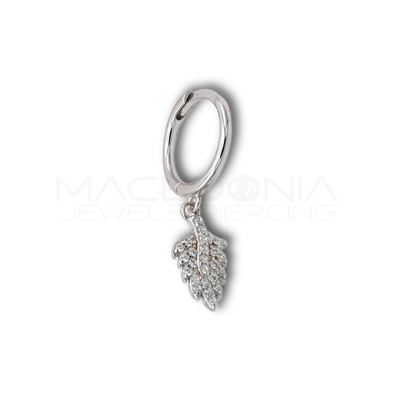 Orecchino Foglia in Argento 925 con Zirconi