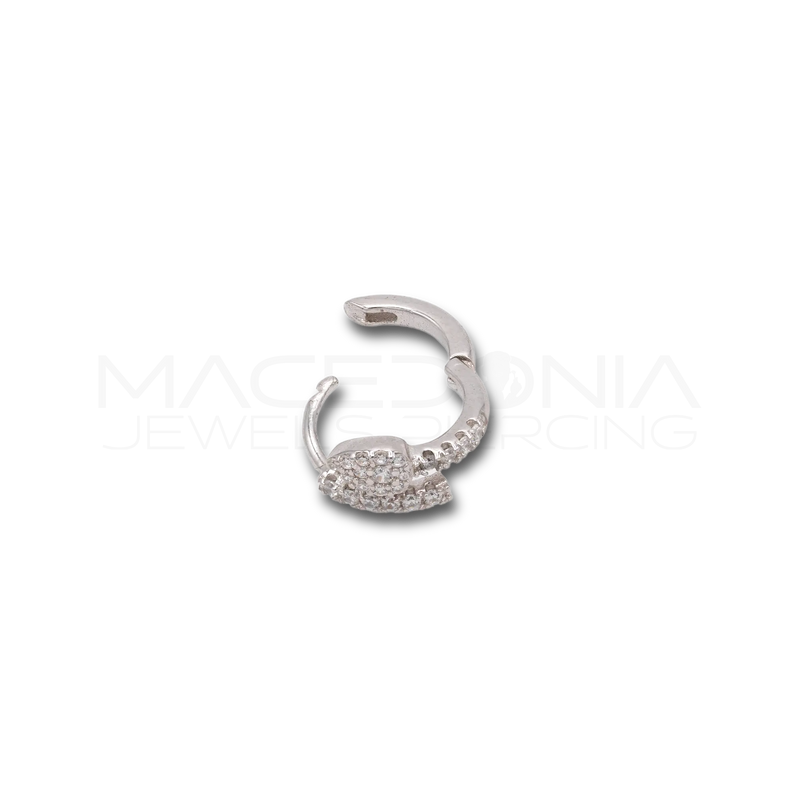 Orecchino in argento 925 a forma di serpente con zirconi