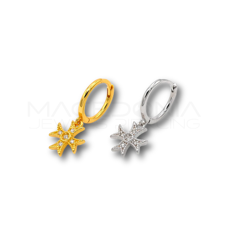 Orecchino Croce Celtica in Argento 925 con Zirconi