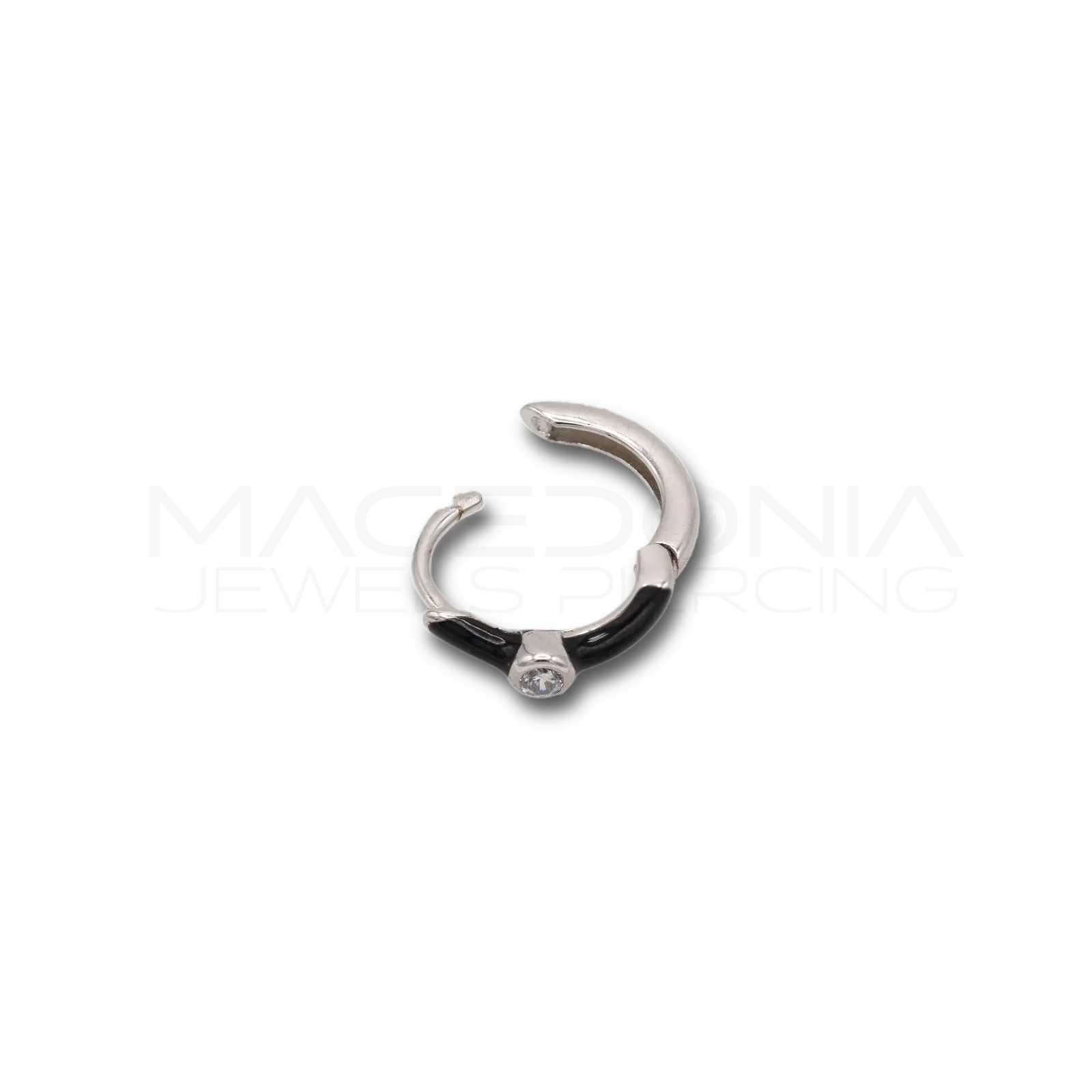ORECCHINO IN ARGENTO CON DETTAGLIO NERO E ZIRCONE