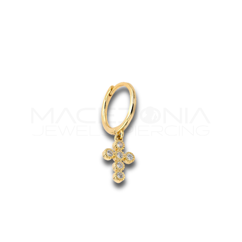 Orecchino Croce in Argento 925 con Zirconi