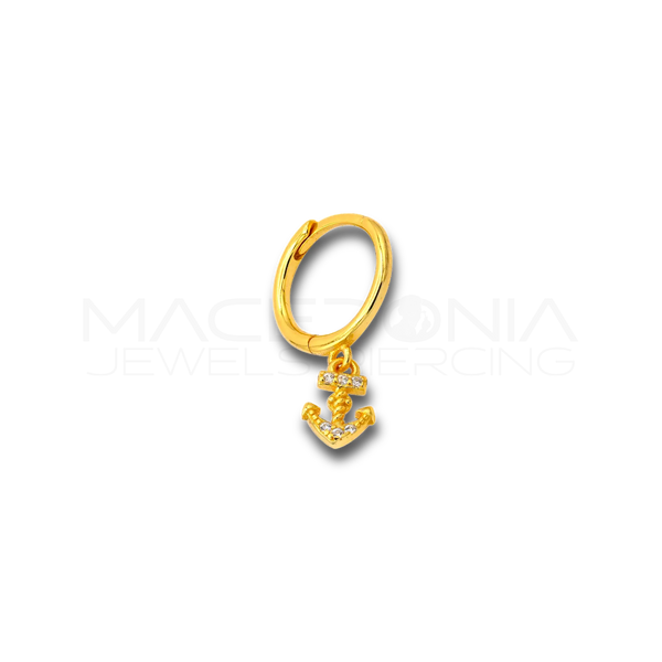 Orecchino Ancora in Argento 925 con Zirconi