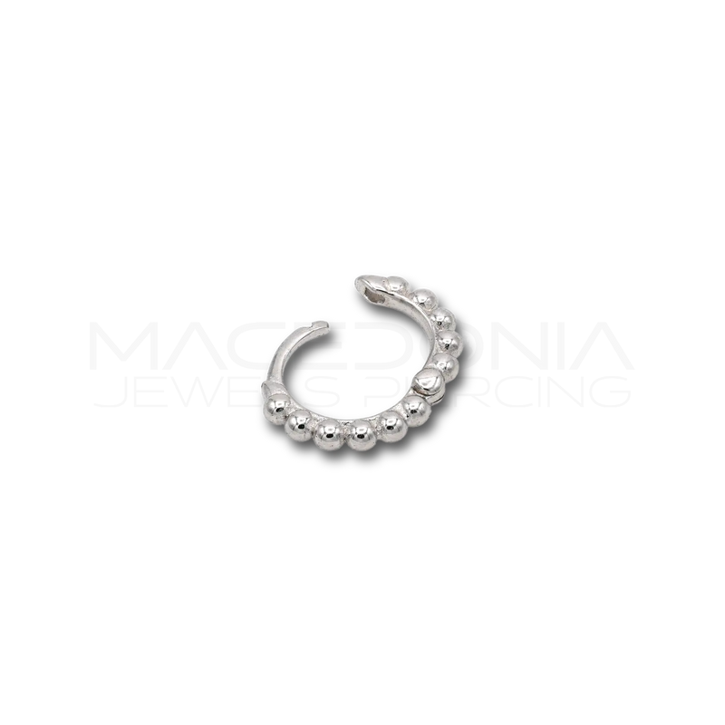 Orecchino con chiusura clicker a Cerchio con Palline in argento 925