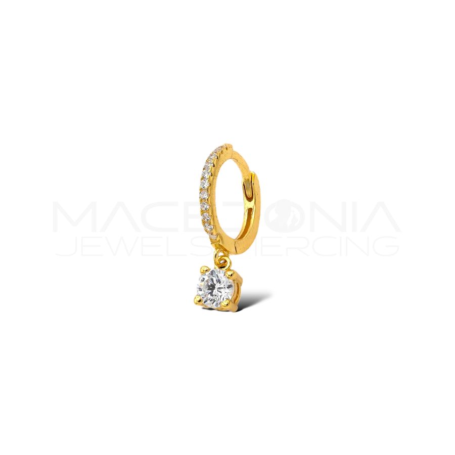 Orecchino in argento con ciondolo e zircone