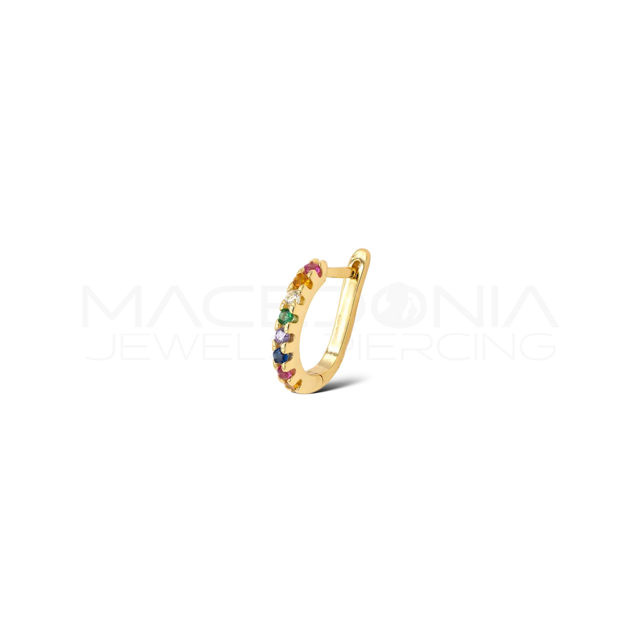 Orecchino Clicker in Argento 925 con Zirconi Colorati