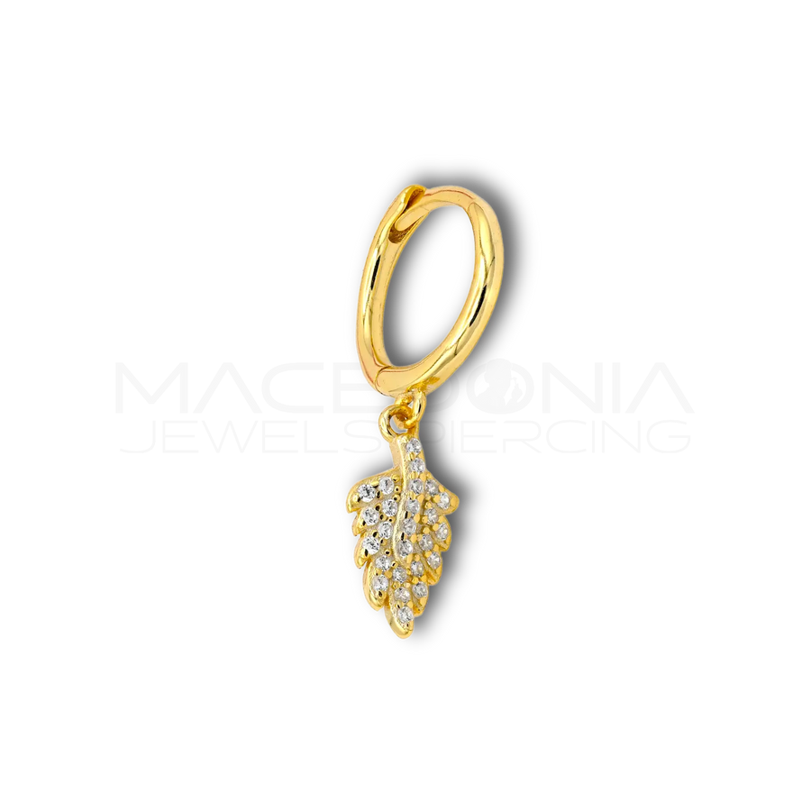 Orecchino Foglia in Argento 925 con Zirconi
