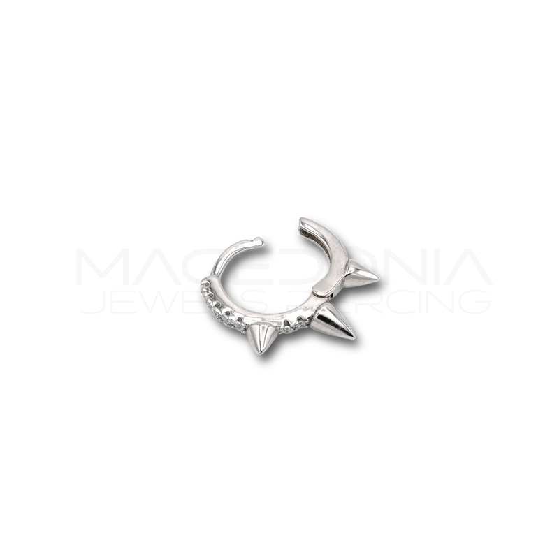 Orecchino in argento 925 a cerchio con punte e zirconi