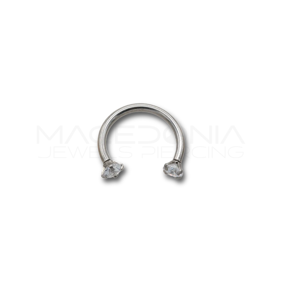 Piercing in acciaio chirurgico 316L con zirconi incastonati da 3 mm