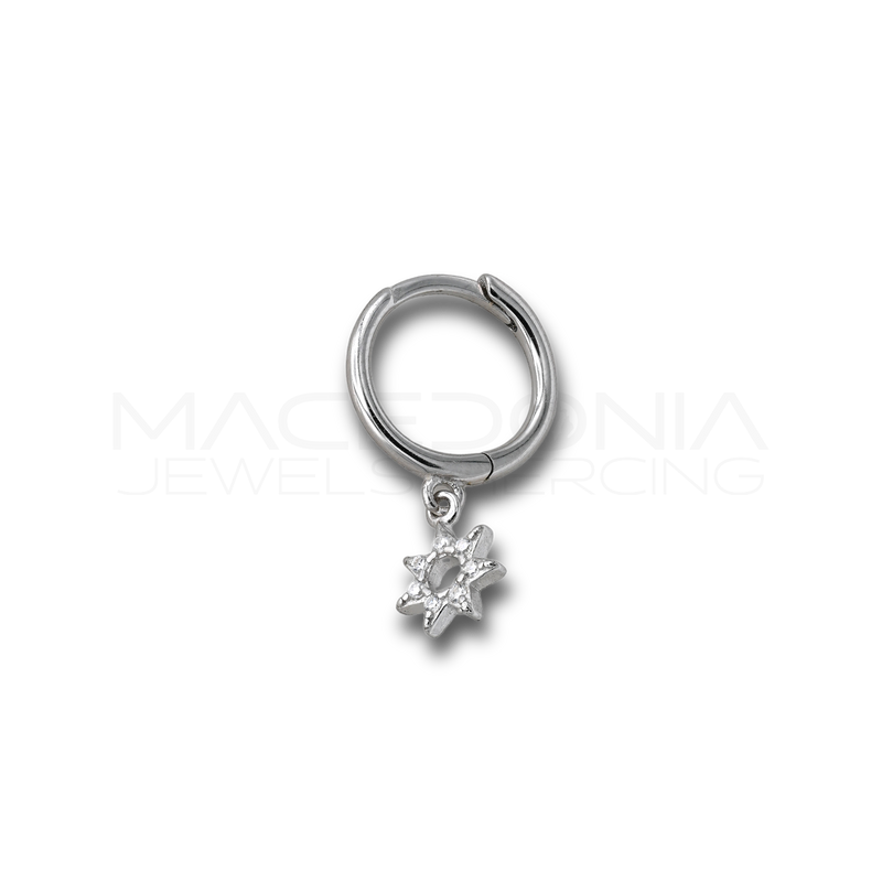 Orecchino Sole in Argento 925 con Zirconi