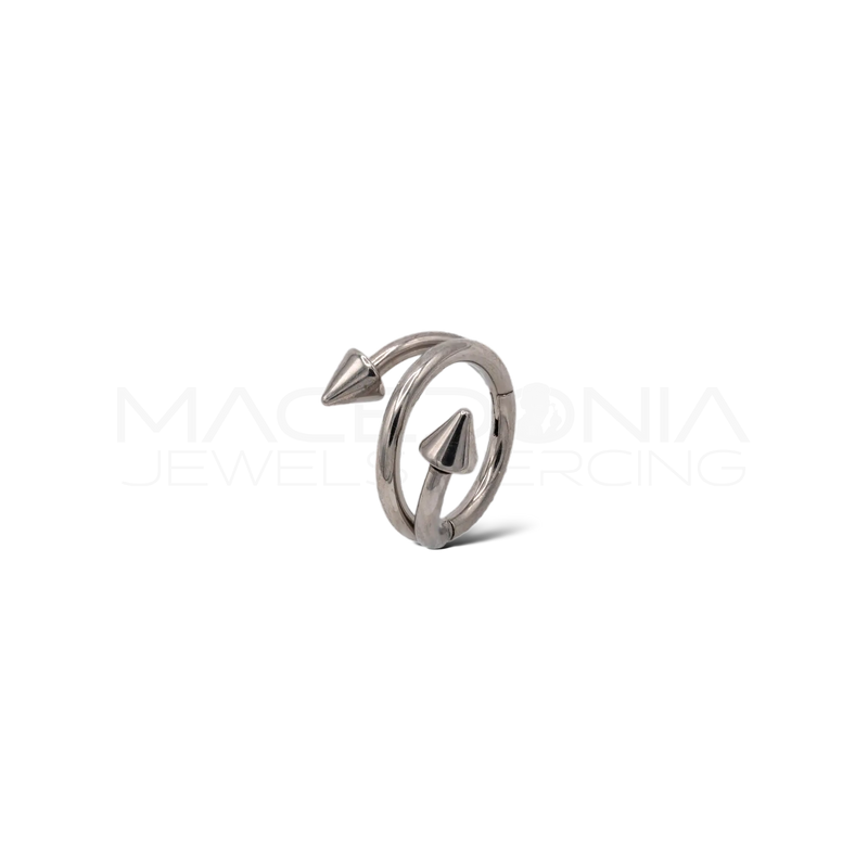 Piercing clicker in titanio F136 a forma intrecciata con coni