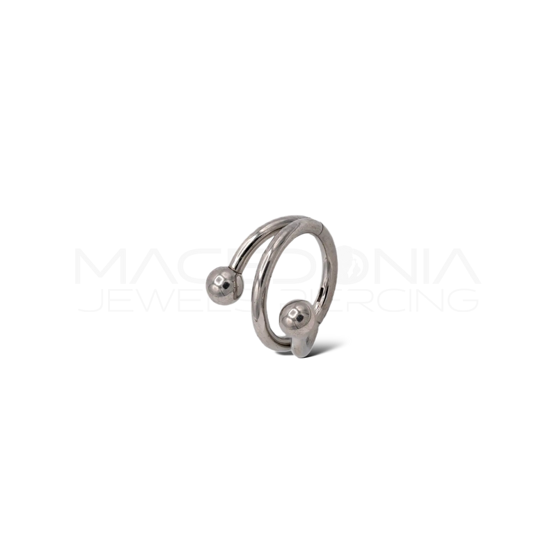 Piercing clicker in titanio F136 intrecciato con palline (3 mm)