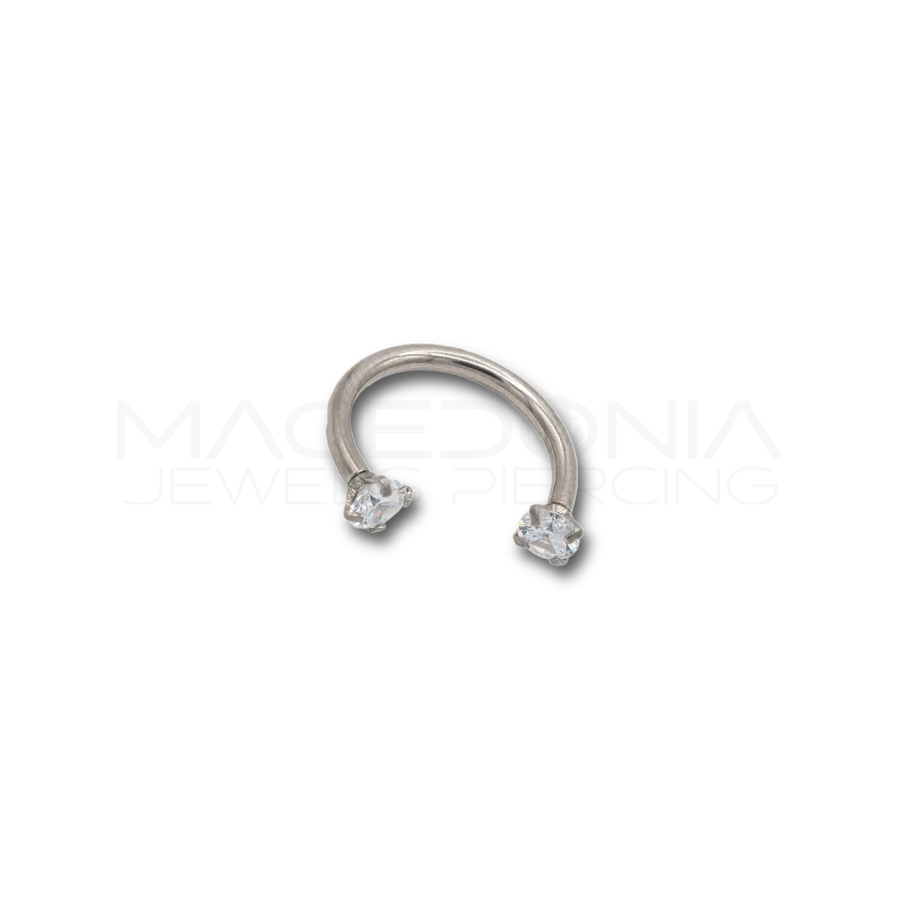 Piercing in acciaio chirurgico 316L con zirconi incastonati da 3 mm