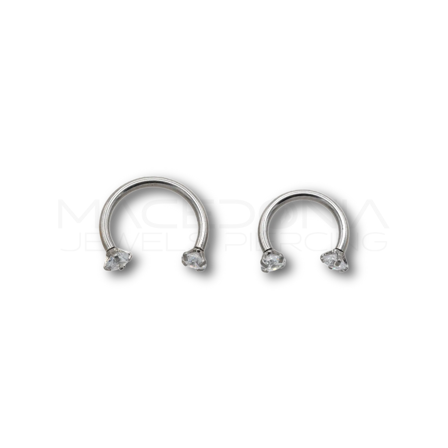 Piercing in acciaio chirurgico 316L con zirconi incastonati da 3 mm