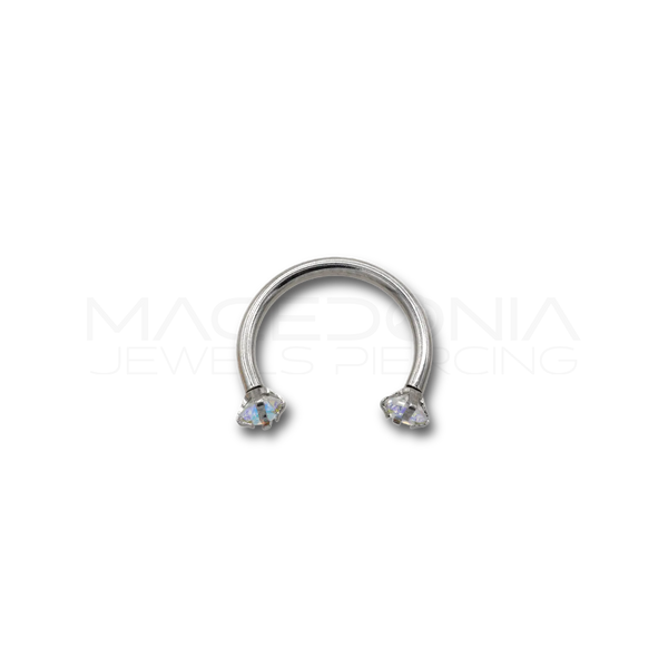 Piercing in acciaio chirurgico 316L con zirconi incastonati da 3 mm