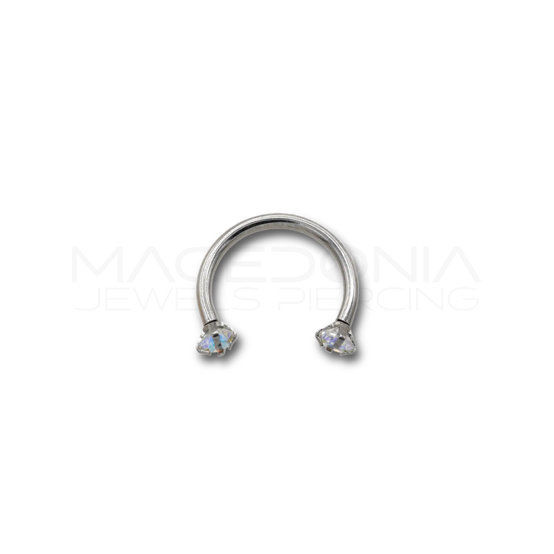 Piercing in acciaio chirurgico 316L con zirconi incastonati da 3 mm