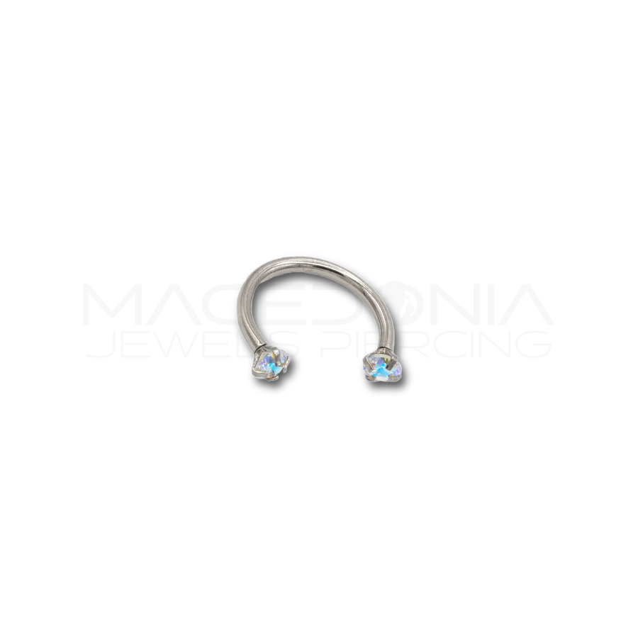 Piercing in acciaio chirurgico 316L con zirconi incastonati da 3 mm