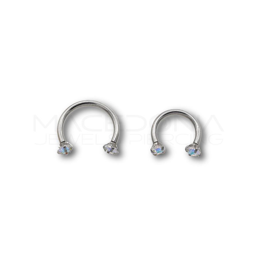 Piercing in acciaio chirurgico 316L con zirconi incastonati da 3 mm