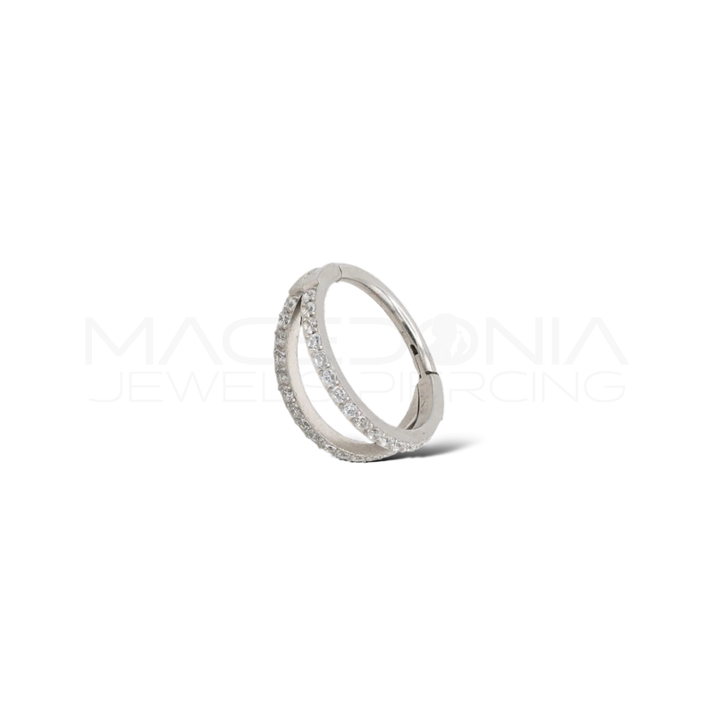 Cerchietto doppia fascia di zirconi in Acciaio Chirurgico 316L - Piercing per lobo, helix, forward helix, conch, tragus