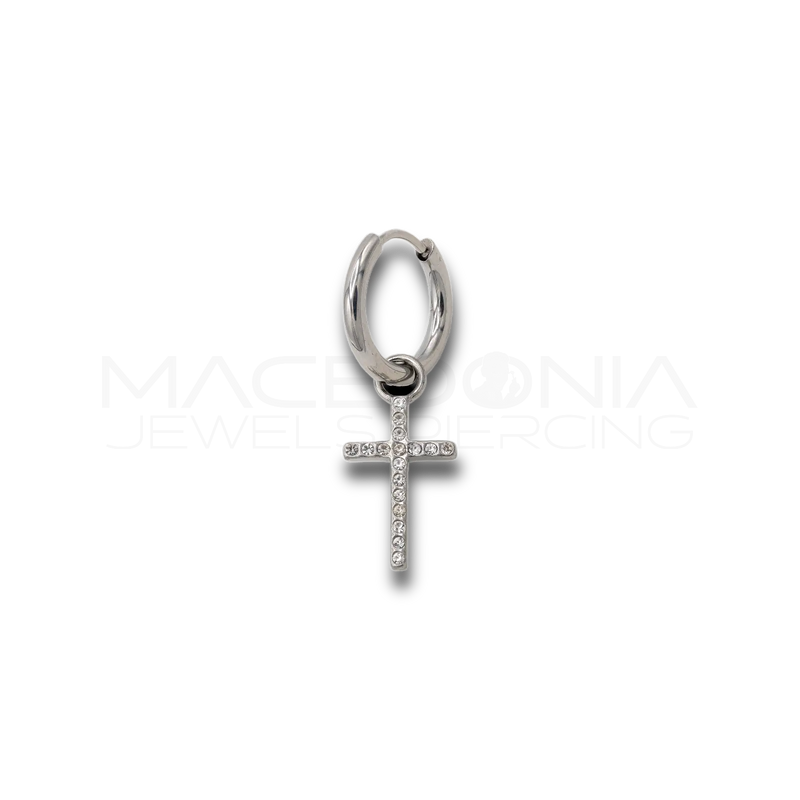 Piercing Croce in Acciaio Chirurgico 316L con Zirconi