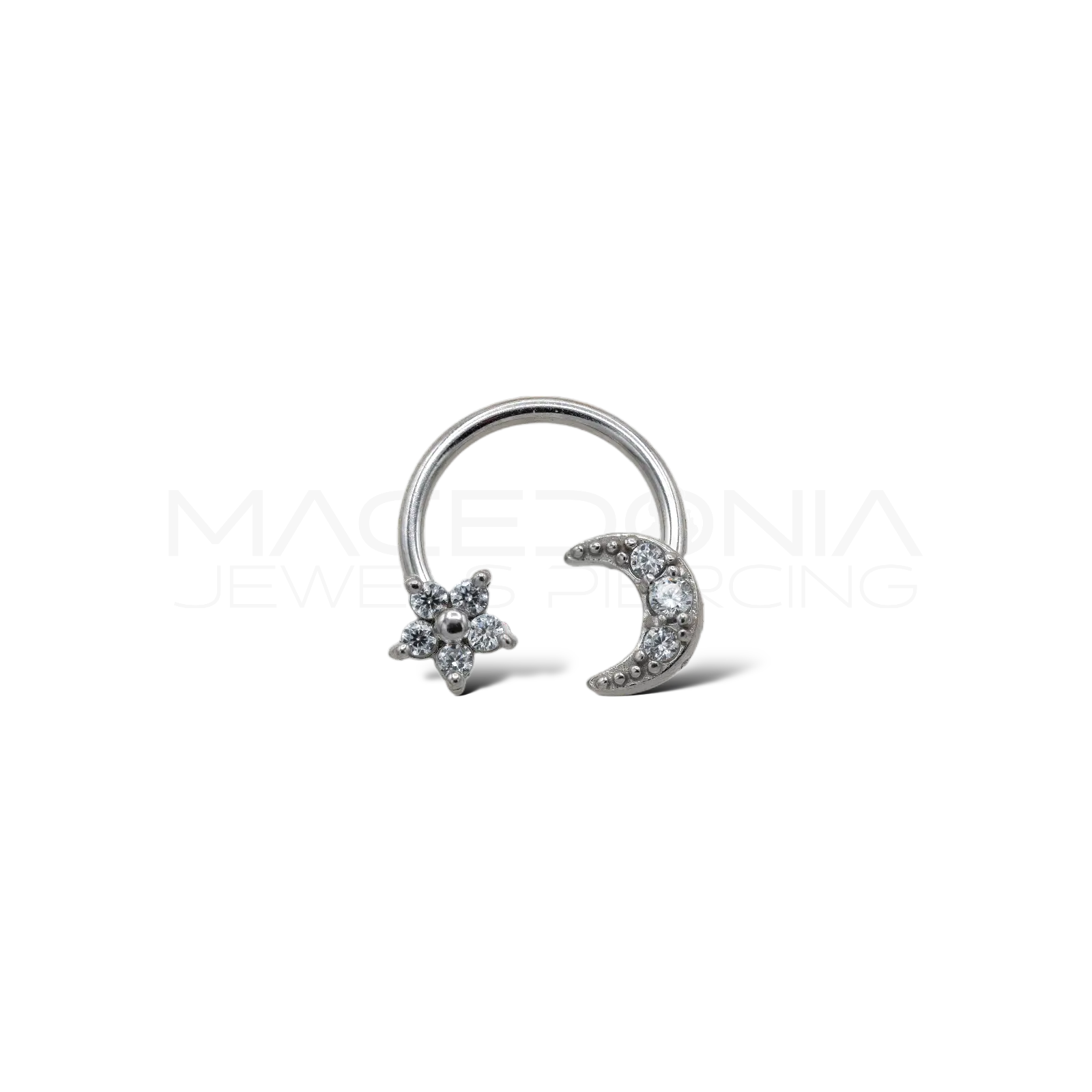 PIERCING  CON FIORE E LUNA
