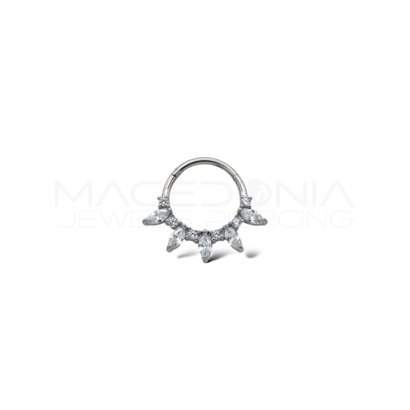 Piercing con Corona di Zirconi in Acciaio Chirurgico 316L