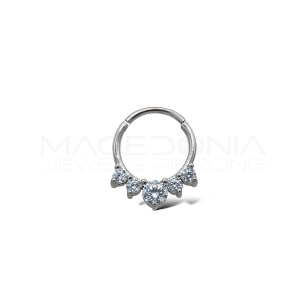 Piercing clicker a forma di corona con zirconi in acciaio chirurgico 316L