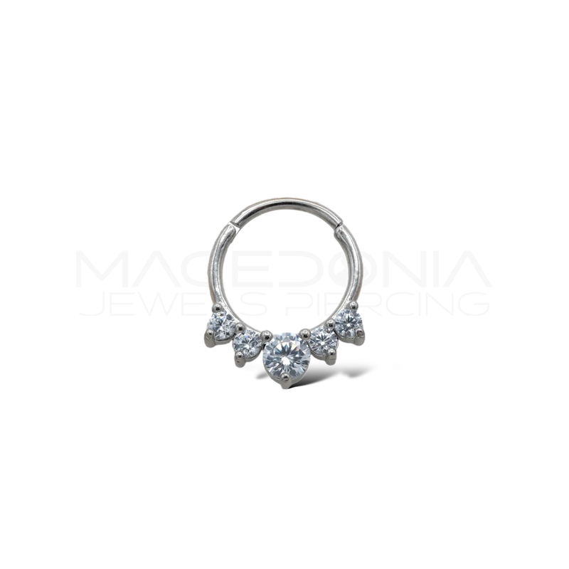 Piercing clicker a forma di corona con zirconi in acciaio chirurgico 316L