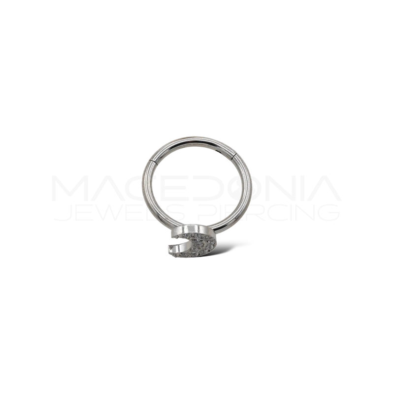 Piercing clicker in acciaio chirurgico 316L con zircone a forma di luna