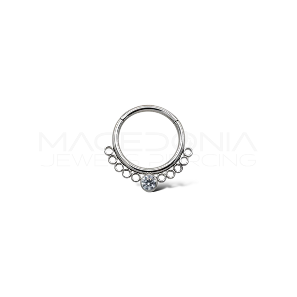 Piercing clicker a cerchi con zircone in acciaio chirurgico 316L