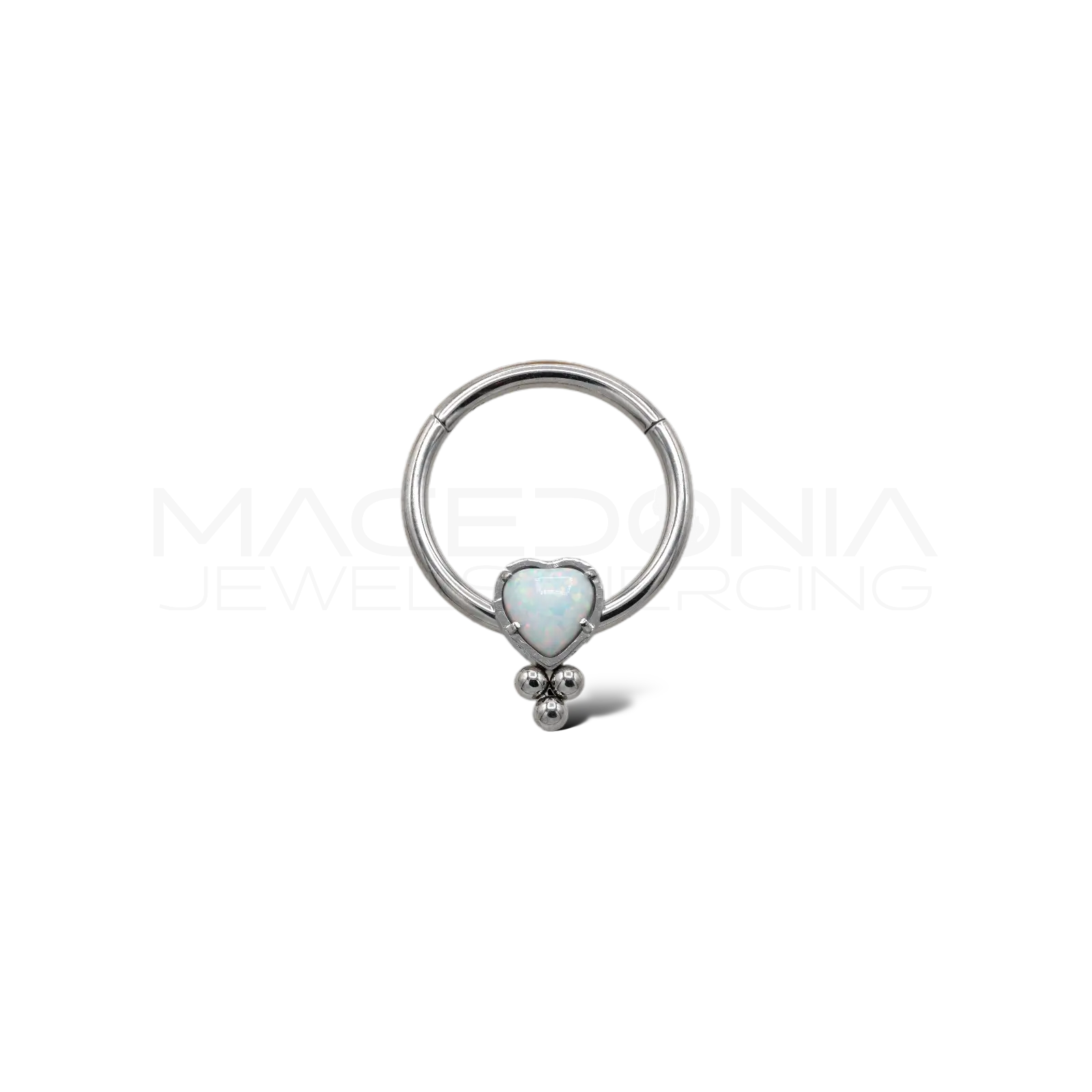 PIERCING A CERCHIO CON CUORE OPALE