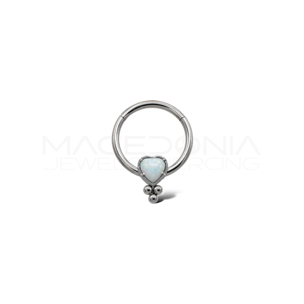 Piercing clicker a cuore con effetto aurora boreale opale in acciaio chirurgico 316L