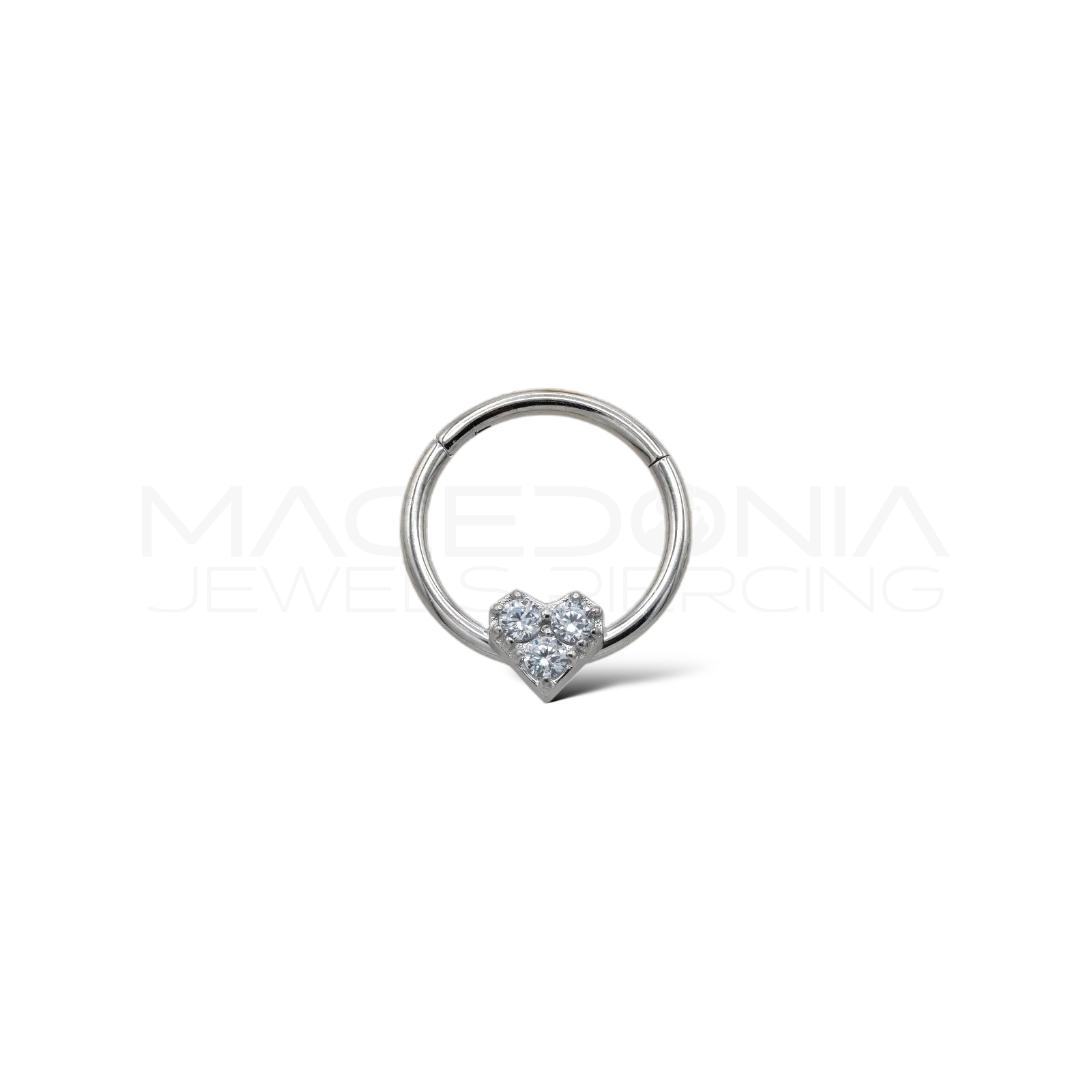 PIERCING A CERCHIO CON CUORE E ZIRCONI