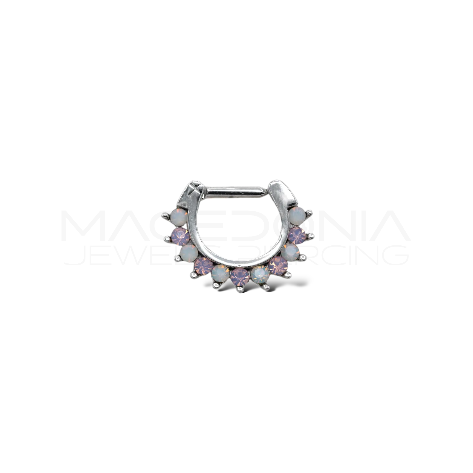 CLICKER CON ZIRCONI BIANCHI E ROSA