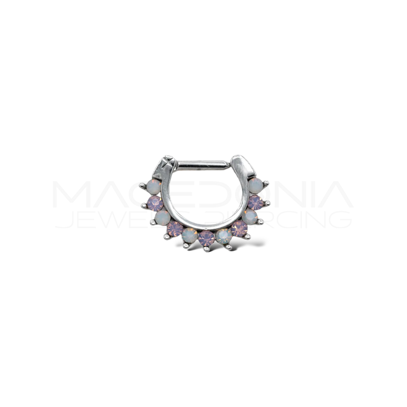 CLICKER CON ZIRCONI BIANCHI E ROSA