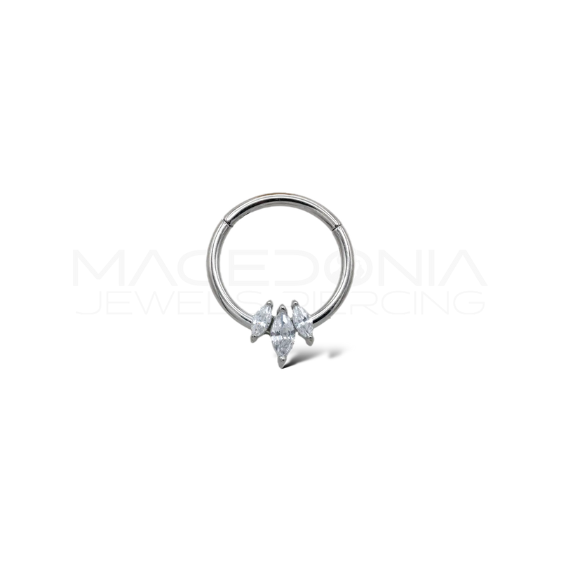 Piercing clicker in acciaio chirurgico 316L con petali a zirconi