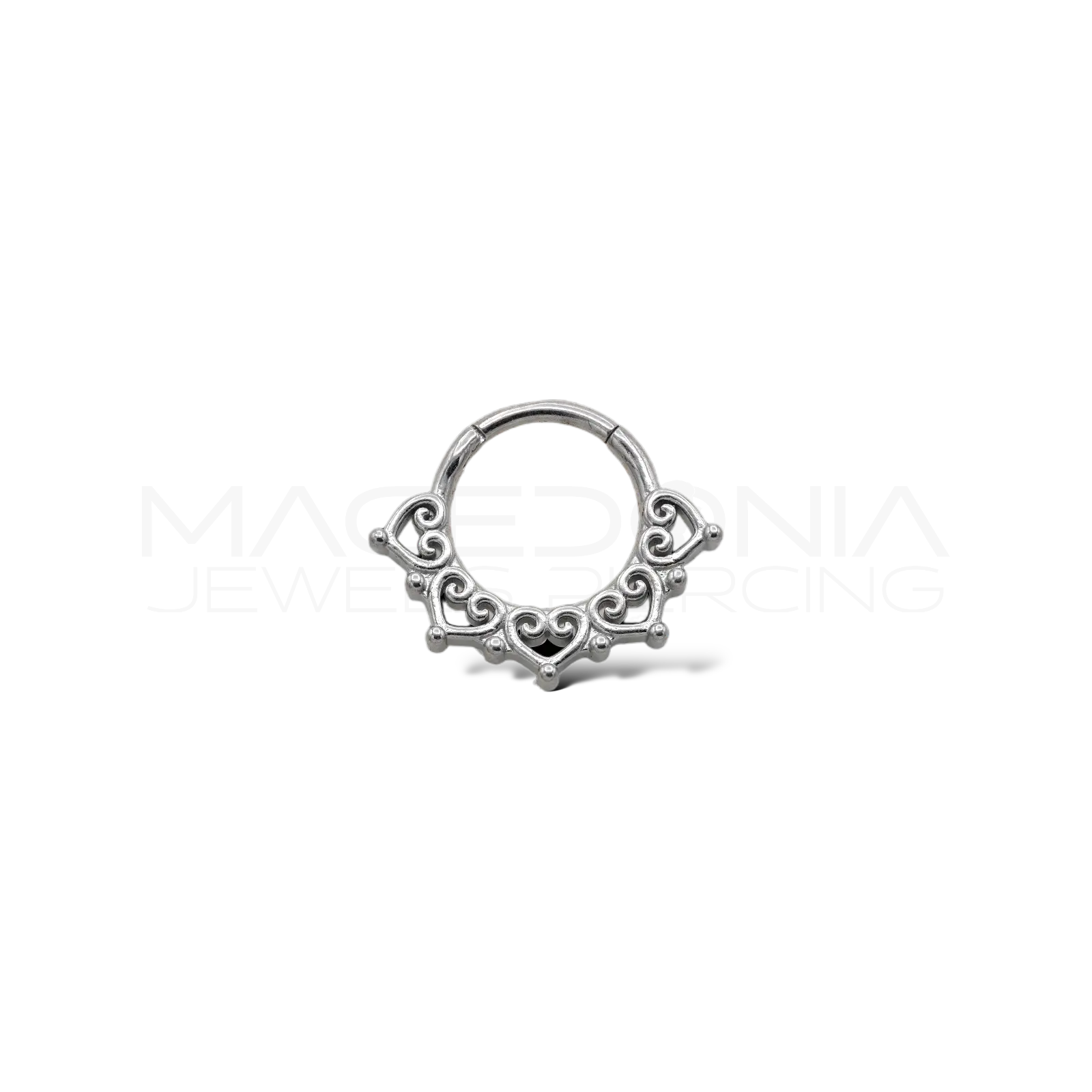 CERCHIO ARGENTO CON CORONA DI CUORI