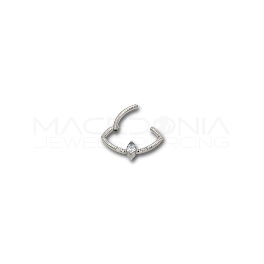 Piercing clicker a forma di occhio con zirconi in acciaio chirurgico 316L