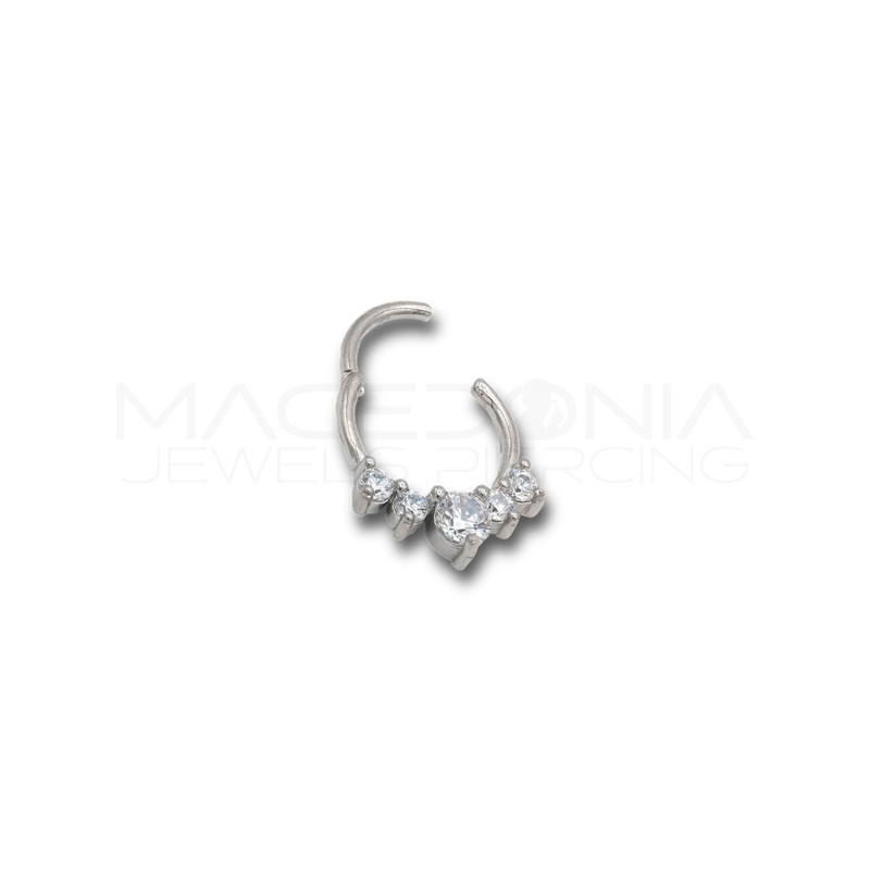 Piercing clicker a forma di corona con zirconi in acciaio chirurgico 316L