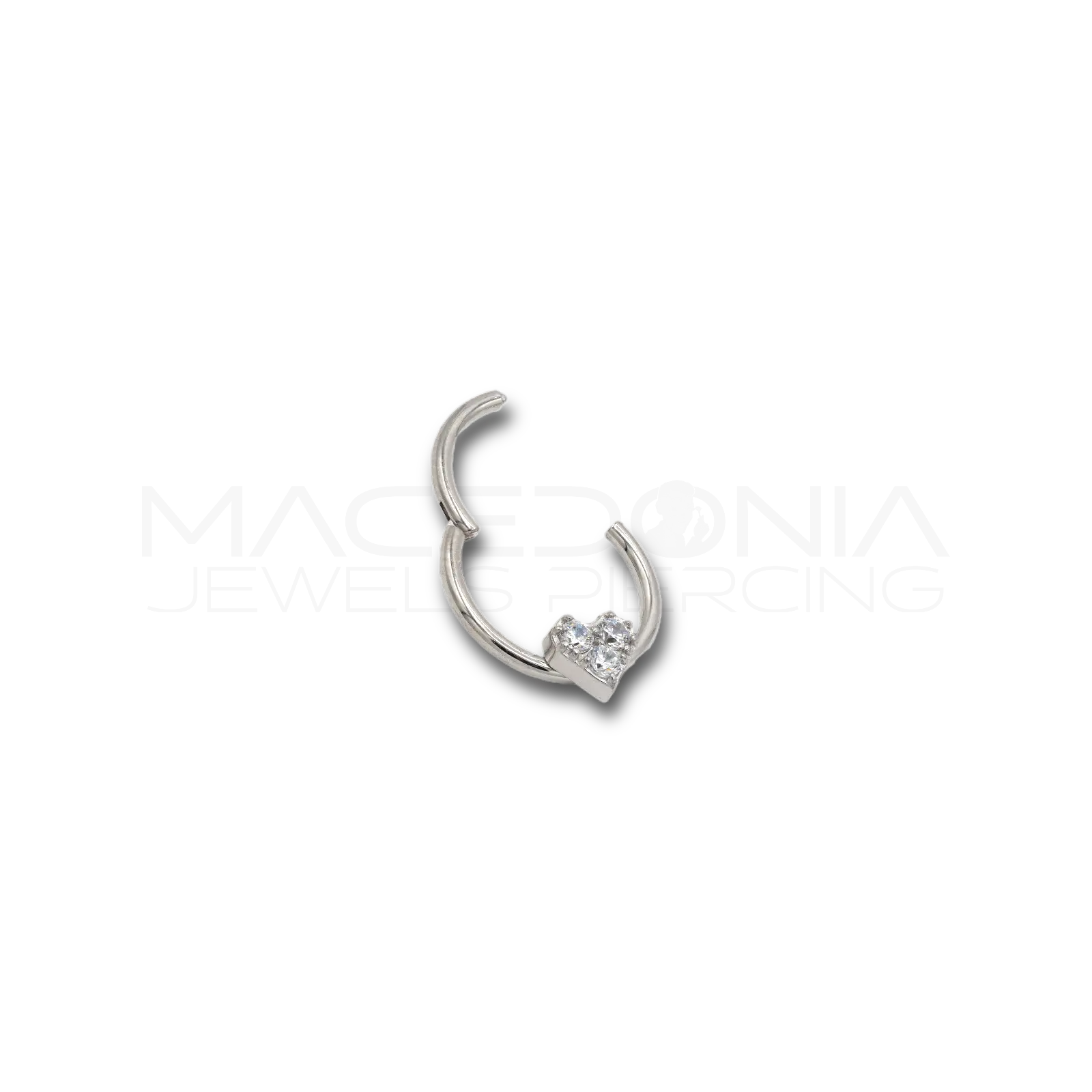 PIERCING A CERCHIO CON CUORE E ZIRCONI