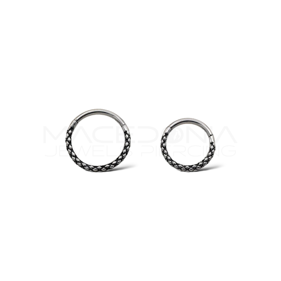 Piercing Clicker con Fantasia a Pelle di Rettile in Acciaio Chirurgico 316L